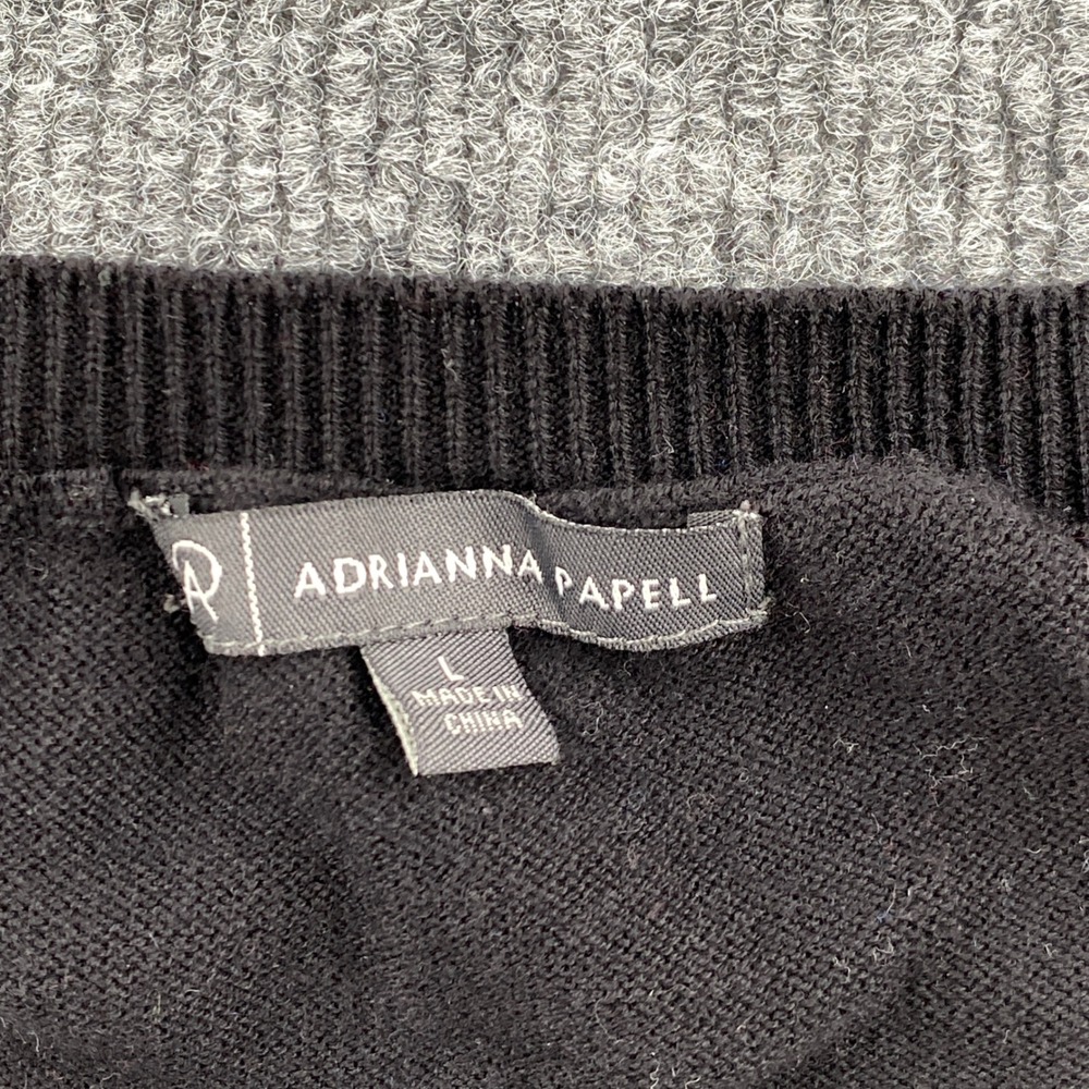 Adrianna Papell Heart Sweater Womens Large Black Pink Red Knit Pullover Romantic - Picture 2 of 9